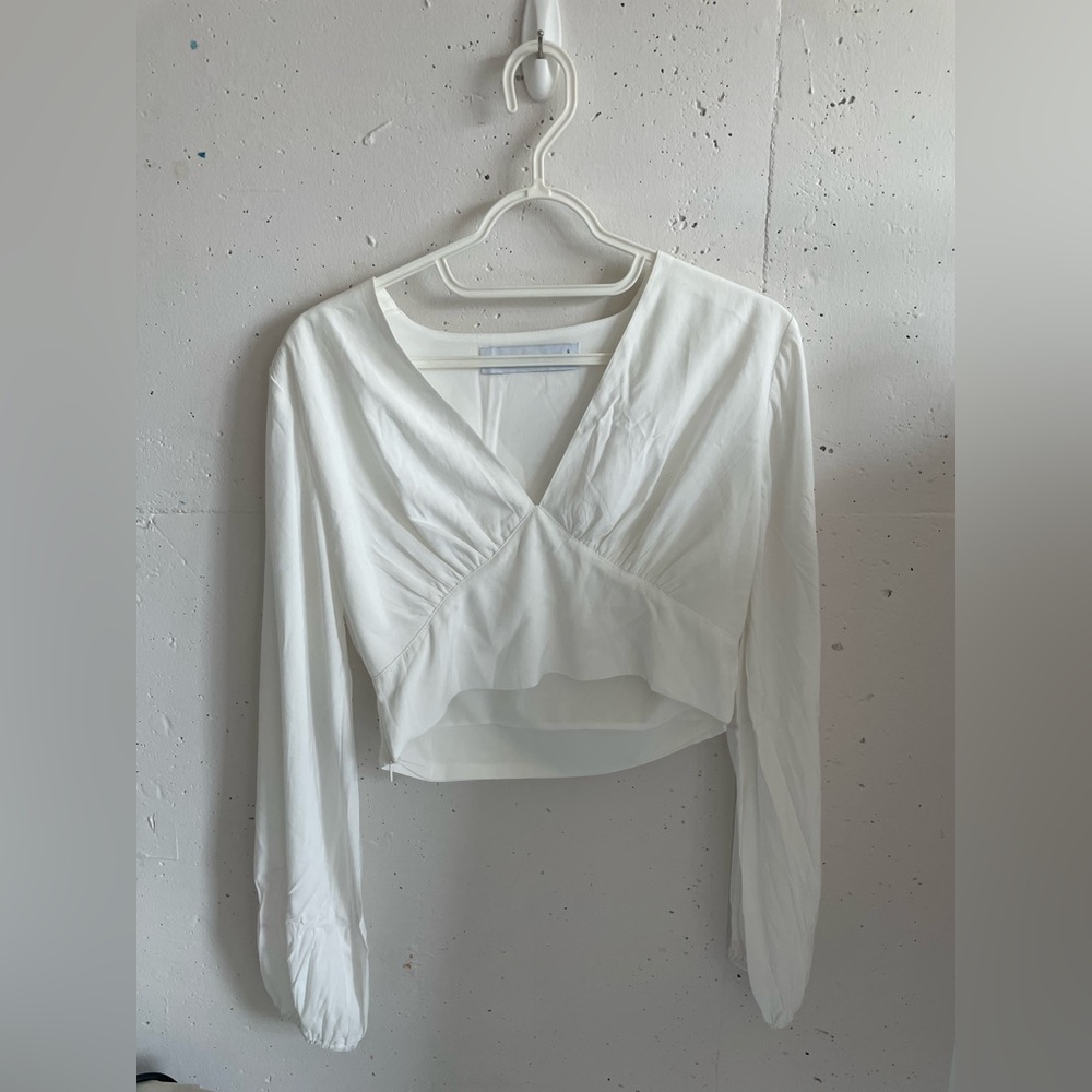 White V-neck Blouse